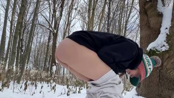 Piss Inside Ass on Snow after School